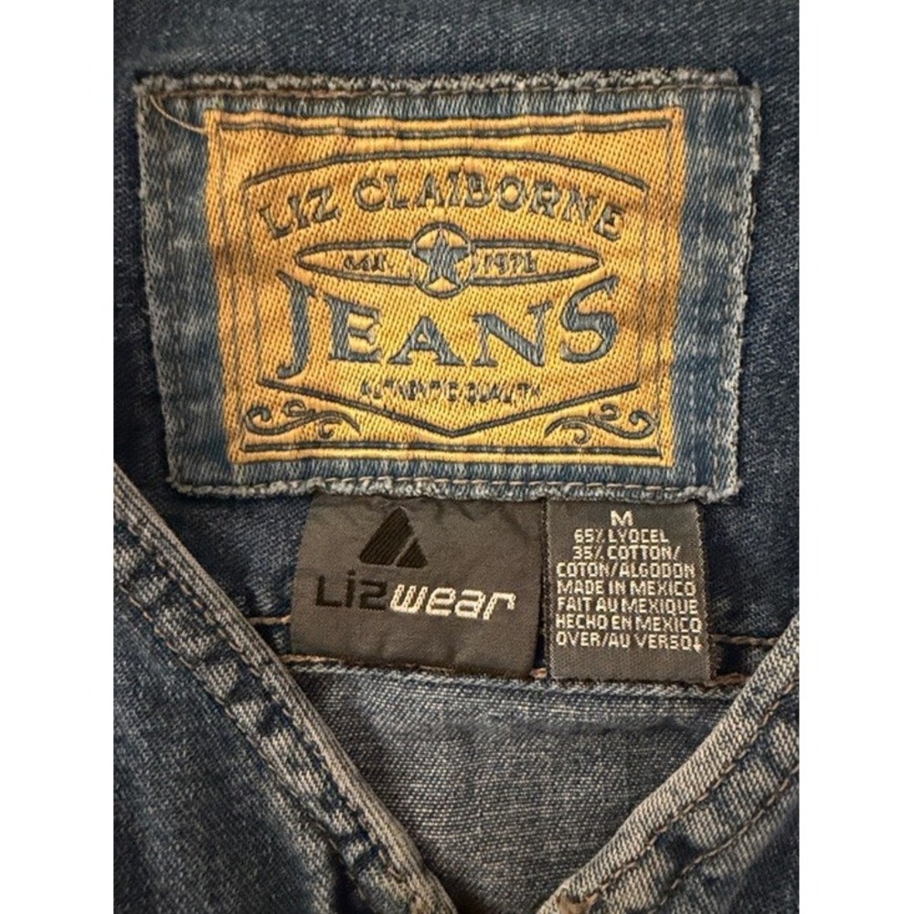 Liz Claiborne Jeans Lizwear Denim Vest Medium Wash Zip Up Blue Womens Size M - Picture 2 of 8